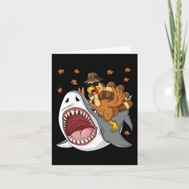 Carte Thanksgiving Turquie équitation Requin amusant Tod (Devant)