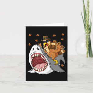 Carte Thanksgiving Turquie équitation Requin amusant Tod