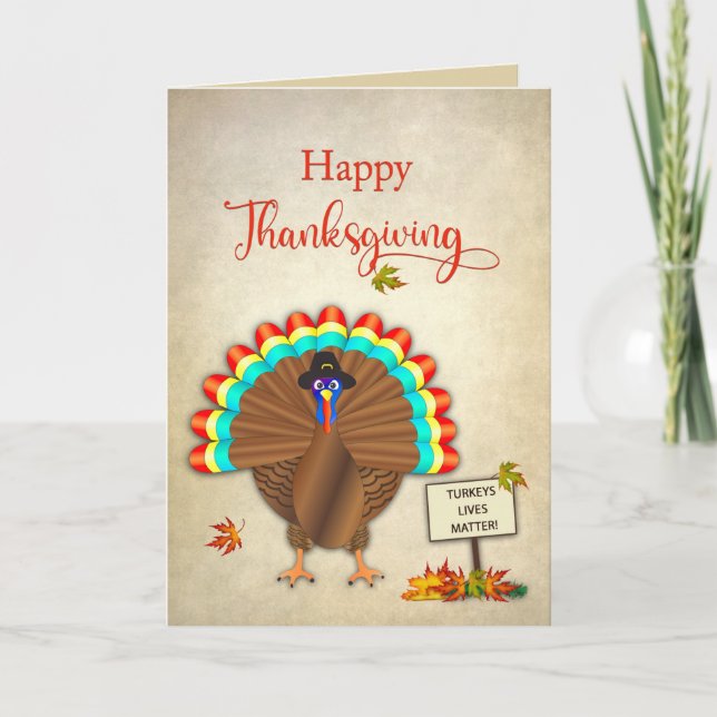 Carte Thanksgiving Turquie Manifestation Humour Vague C (Devant)