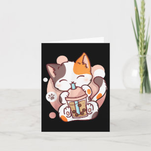 Carte Thé Bubble de chat Thé aux bulles Anime Kawaii Nek