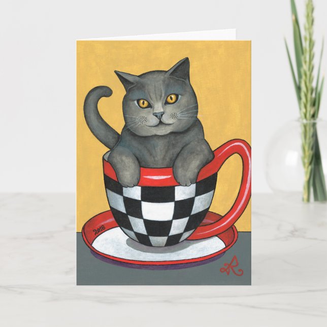CARTE THÉ CHAT GRIS FIN (Devant)