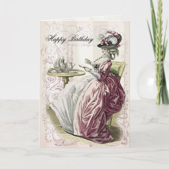 Carte Thé De L'Après-Midi, Joyeux Anniversaire, (Devant)