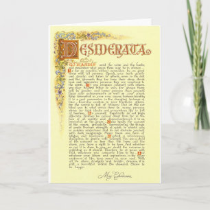 Carte The Desiderata Poem by Max Ehrmann