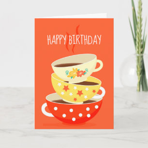 Carte Thé rétro tasses à thé vintage art d'anniversaire