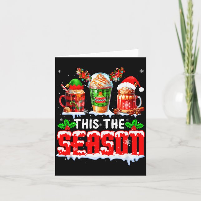 Carte The Season Christmas Three Santa Reindeer Elf Coff (Devant)