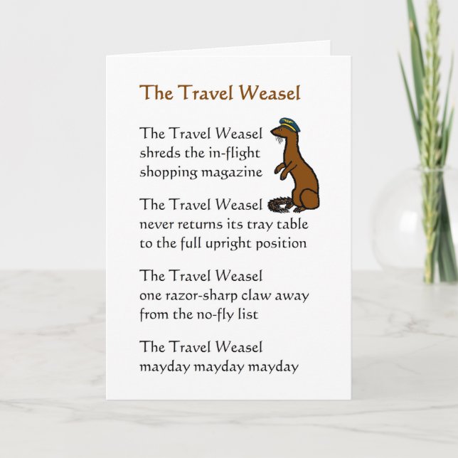 Carte The Travel Weasel - un poème de voyage amusant (Devant)