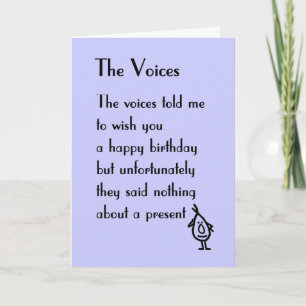 Carte The Voices - un poème d'anniversaire