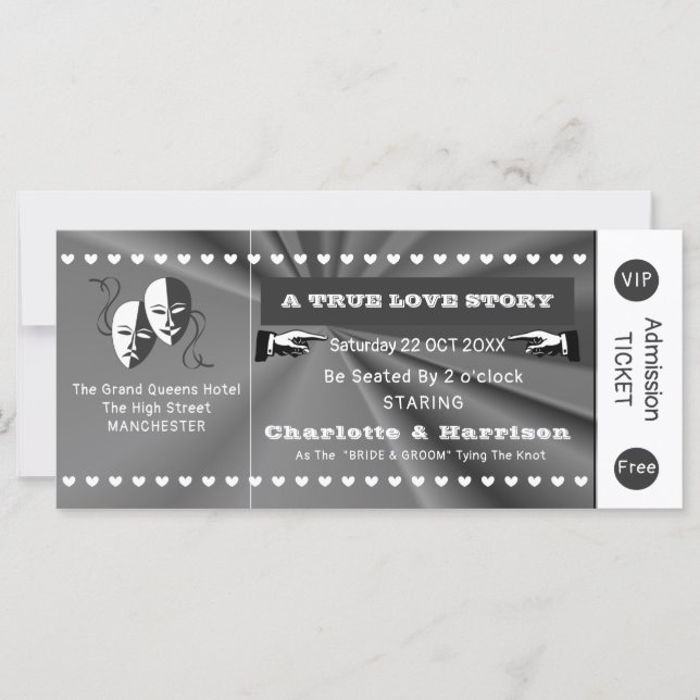 Carte Théâtre Playbill Show Billets Thème Mariage (Devant)