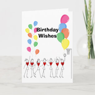 Carte Thème Ballons Joyeux Netball Anniversaire