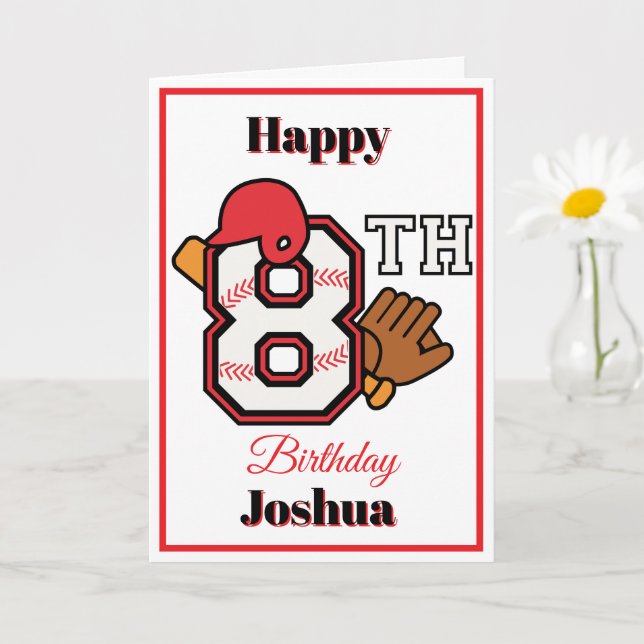 Carte Thème Baseball Happy 8th Sport Anniversaire Saluta (Petite plante)