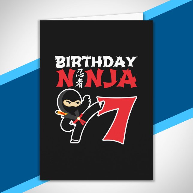 Carte Thème d'anniversaire ninja pour enfants de 7 ans (Créateur téléchargé)