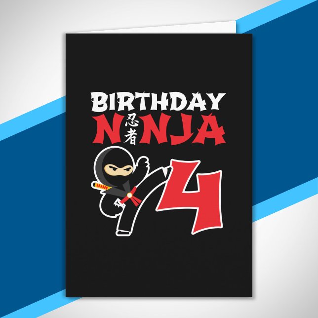 Carte Thème de fête d'anniversaire Ninja pour enfants -  (Créateur téléchargé)