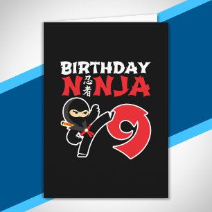 Carte Thème de fête d'anniversaire Ninja pour enfants - 