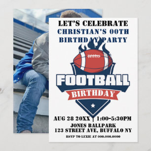 Carte Thème de football Photo Anniversaire Fête Invitati