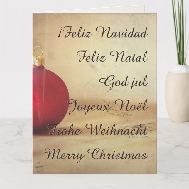 Carte Thème de Noël avec balle de Noël (Devant)