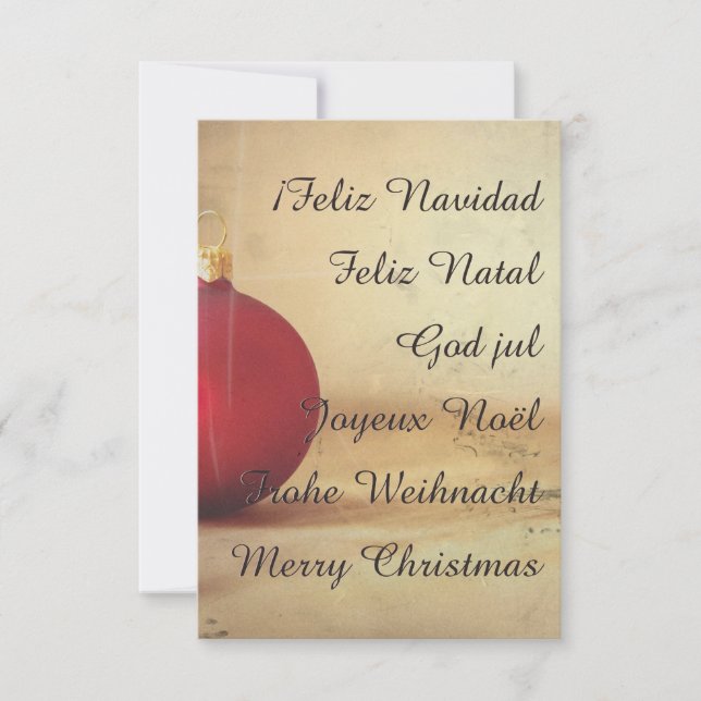 Carte Thème de Noël avec balle de Noël (Devant)