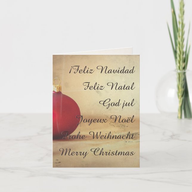 Carte Thème de Noël avec balle de Noël (Devant)