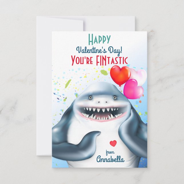 Carte Thème de requin Fintastic Kids Valentine (Devant)
