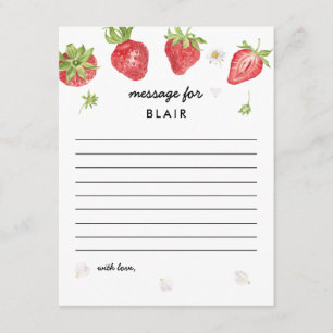 Carte Thème fraise Anniversaire Heure Capsule Note