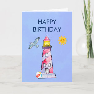 Carte Thème nautique phare Anniversaire