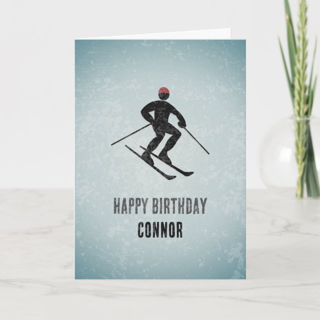 Carte Thème Skier - Ajouter Nom - Masculine moderne Anni (Devant)