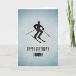Carte Thème Skier - Ajouter Nom - Masculine moderne Anni