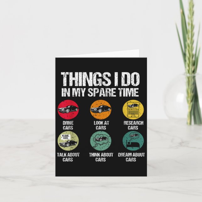 Carte Things I Do In My Spare Time Funny Car Guy Car Ent (Devant)
