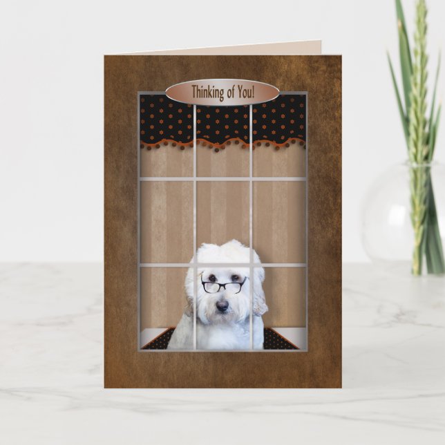 Carte Thinking of You - Golden Doodle - Window (Devant)