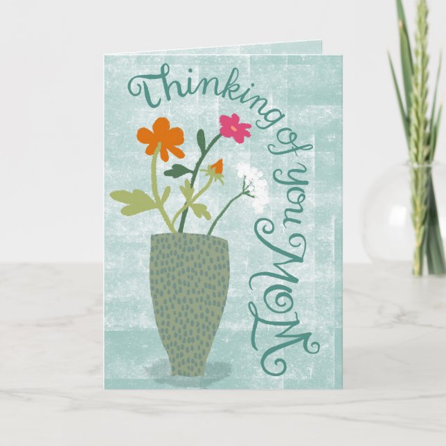 Carte Thinking of You Mom – Bright Floral Abstract (Devant)