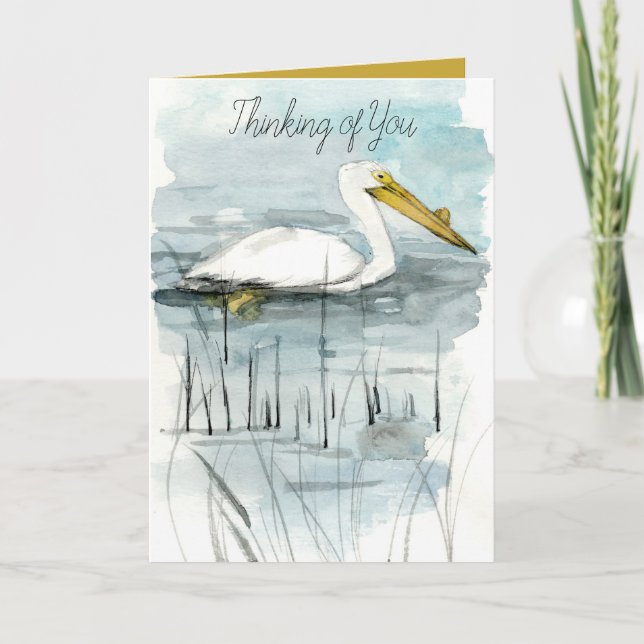 Carte Thinking of You Pelican Bird Waterfowl Lake (Devant)