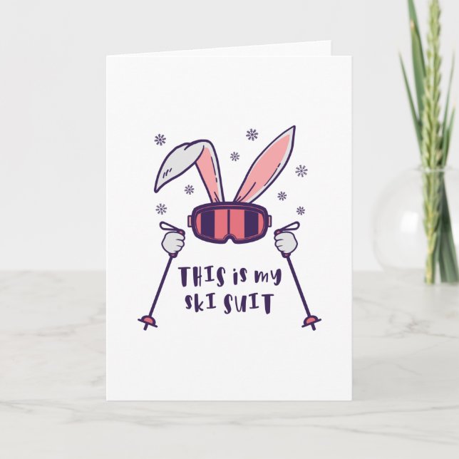 Carte This is my Ski Suit Skiing Rabbit with ski poles (Devant)