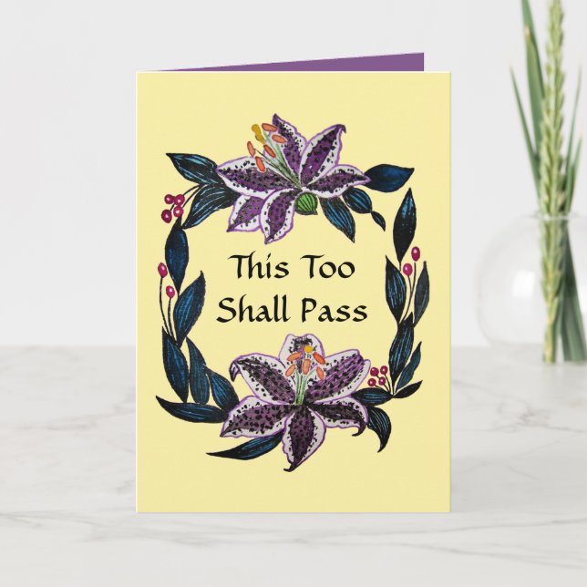 Carte "This Too Shop Pass" Aquarelle Lily Wreath (Devant)