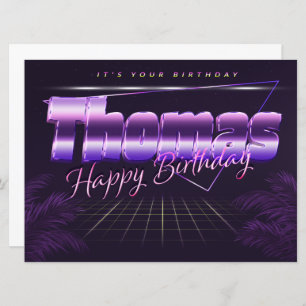 Carte Thomas Name Prénom lila retro