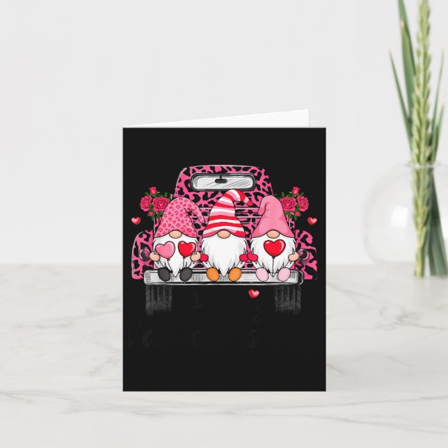 Carte Three Gnomes And Leopard Truck Happy Valentine's D (Devant)