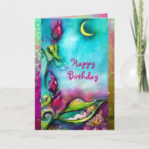 CARTE THUMBELINA DORMIR ENTRE FEUILLES ROSE