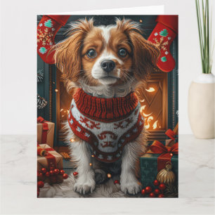 Carte Tibetan Terrier Chien Avec Cheminée Cadeaux De Noë