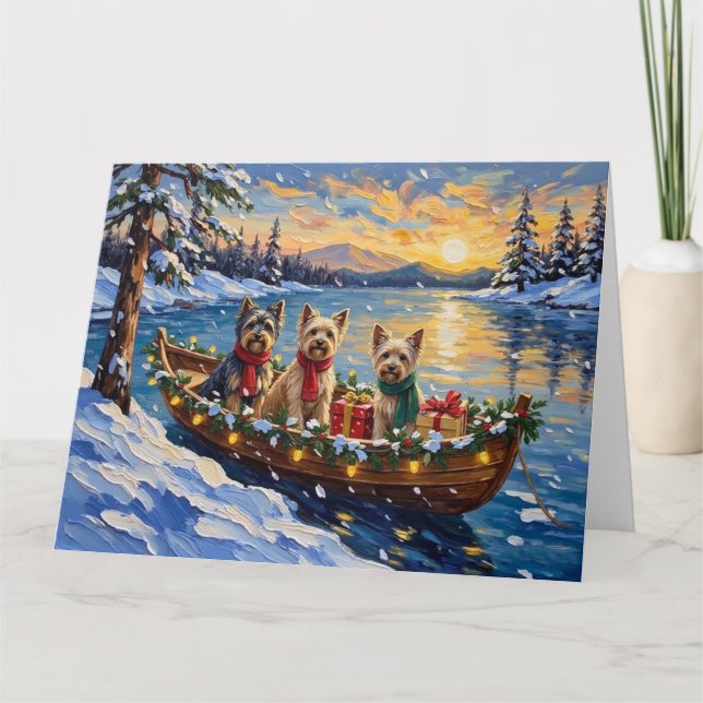 Carte Tibetan Terrier Christmas Boat Holiday (Devant)