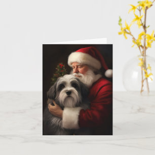 Carte Tibetan Terrier Père Noël Noël Festif