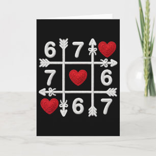 Carte Tic Tac Toe 67 Couple de la Saint-Valentin Cœurs S