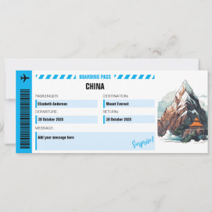 Carte Ticket de voyage surprise du Mont Everest