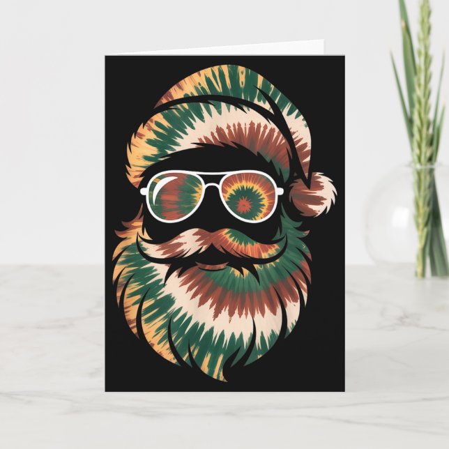 Carte Tie Dye Santa Claus Face Xmas Boys Girls Kids Adul (Devant)