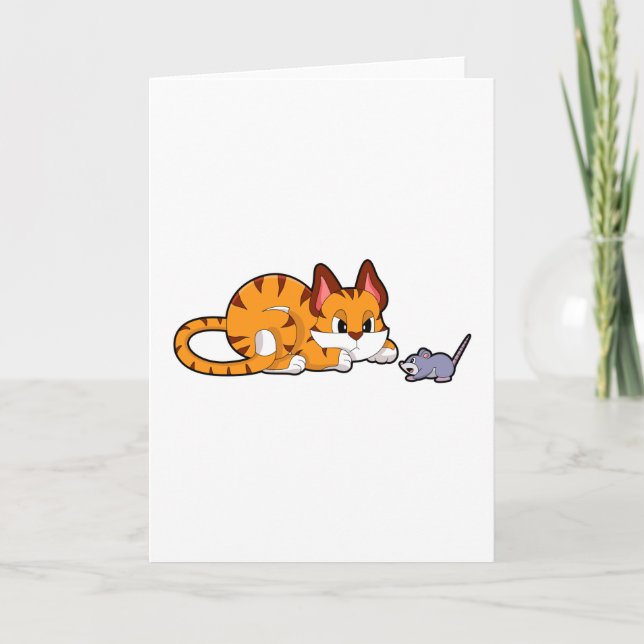 Carte Tiger chat avec souris (Devant)
