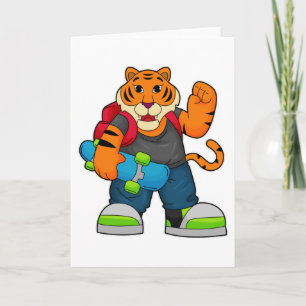 Carte Tiger comme patineur avec skateboard