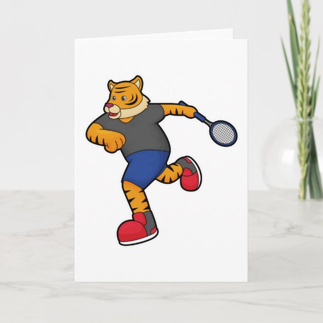 Carte Tiger en tant que joueur de tennis avec raquette d (Devant)