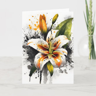 Carte Tiger Lily - Watercolor flowers