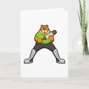 Carte Tigre au cricket avec batte de cricket