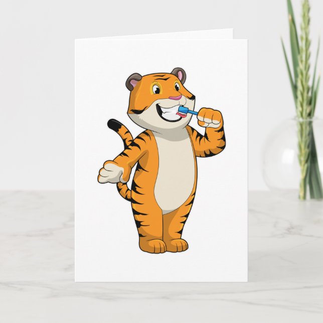 Carte Tigre avec brosse à dents (Devant)