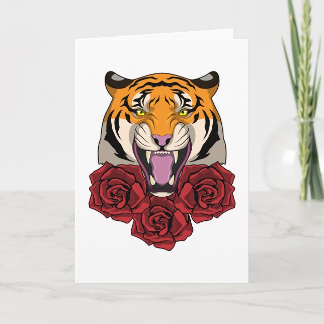 Carte Tigre avec Rose (Devant)