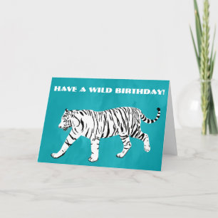 Carte Tigre blanc Turquoise, bleu turquoise Personnalisé