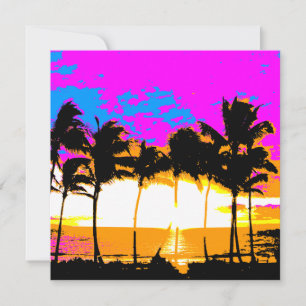 Carte Tigre de Corey 80s Palmiers Vintages coucher de so